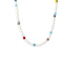 Kuzzoi - hommes avec smiling face perles de verre multicolores en argent sterling 925 colliers 1 pieces ...
