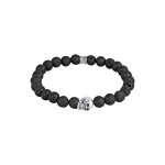 Kuzzoi - hommes tte de mort cool avec perles de lave en argent sterling 925 bijoux homme 1 pieces male ...