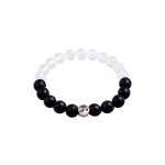 Kuzzoi - hommes yin yang symbole perles avec onyx en argent sterling 925 bijoux homme 1 pieces male
