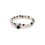 Kuzzoi - jeu de bracelets hommes perle synthtique noyau de perle blanc argent sterling 925 19 cm bracelets ...