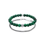 Kuzzoi - malachite vert trend robuste ensemble bracelet homme - (925 / 1000) argent bijoux homme 1 pieces ...