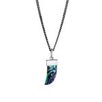 Kuzzoi - pendentif dent d'homme en ormeau avec perles de coquillage en argent sterling 925 colliers 1 ...