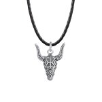 Kuzzoi - pendentif homme tte de taureau avec cuir en argent sterling 925 colliers 1 pieces male