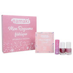 Namaki maquillage de fête 7 fards ; rose, violet, bleu ciel, orange, argent, vert , blanc, baume à lèvres ... Namaki maquillage de fête 7 fards ; rose, violet, bleu ciel, orange, argent, vert , blanc, baume à lèvres ...