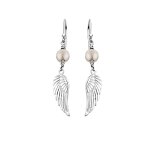 Nenalina - femmes ailes d'ange pendentif d'oreilles avec perle en argent sterling 925 boucles d'oreilles ...