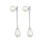 Nenalina - femmes earjacket goutte tendance avec perles de coquillage en argent sterling 925 boucles ...