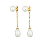 Nenalina - femmes earjacket goutte tendance avec perles de coquillage en argent sterling 925 boucles ...