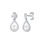 Nenalina - femmes pendentif d'oreilles goutte tincelant avec perle de culture d'eau douce et zircon ...