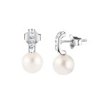 Nenalina - femmes pendentif d'oreilles avec perle de coquille et cristaux blancs en argent sterling 925 ...