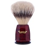 Plisson blaireau facette fibre 'blanc haute montagne' ? loupe de noyer