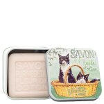 La savonnerie de nyons - savon 100g fleur de coton et bote mtal chats noir & blanc unisex