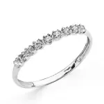 Alliance femme, or blanc 18cts / 9 zircons 2 mm - chic