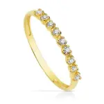 Alliance femme, or jaune 18cts et 9 zircons 2 mm - chic Alliance femme, or jaune 18cts et 9 zircons 2 mm - chic