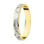 Alliance homme et femme, or bicolore, motif diamant - capri