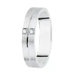 Alliance homme et femme, or blanc et diamant 0, 06cts - amsterdam