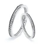 Alliance de mariage femme, or blanc 18 carats et zircon - estrella