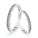 Alliance mariage femme, or blanc 18 cts et zircon - dormi