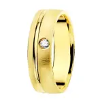 Alliance de mariage, homme et femme, or jaune et diamant 0, 045 cts - mali