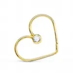 Anneau piercing coeur lumineux en or 18 carats - amour eternel
