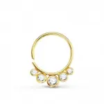 Anneau piercing en or 18 carats avec zircons microsertis - danse des etoiles