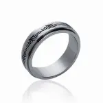Bague acier 316l homme, motif ethnique - sylvio