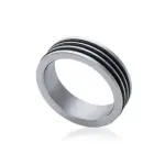 Bague / anneau noir et gris pour homme en acier - santino