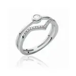 Bague argent, double anneau & zircon - erina