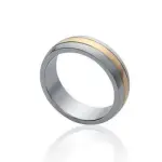 Bague bicolore homme, anneau en acier gris et dor - eliato