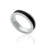 Bague bicolore homme, anneau acier gris / noir - emilio