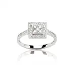 Bague carrée en diamants et or blanc - casamance Bague carrée en diamants et or blanc - casamance
