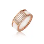 Bague cramique blanche, argent rose et zircone - exina