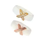 Bague cramique blanche, croizillon de zircon pour femme - lara