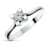 Bague diamant, or blanc et solitaire de 0, 18 cts - alhambra