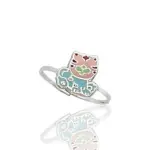 Bague enfant rglable en argent et mail color - chat