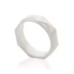 Bague femme, anneau blanc facett 5 mm en cramique - sandy