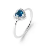 Bague femme en argent et coeur en saphir bleu synthtique