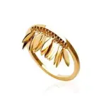 Bague femme, breloques plumes en plaqu or - zana