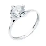 Bague femme or blanc 18k et zircon solitaire 7 mm - chance