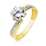 Bague femme en or jaune 18 carats et zircon 7 mm - arella