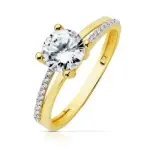 Bague femme en or jaune 18 carats et zircon 7 mm - beauty