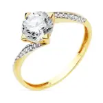 Bague femme en or jaune 18 carats et zircon solitaire 7 mm - elya