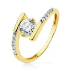 Bague femme or jaune 18k et zircon solitaire 5, 5mm - silva
