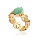 Bague femme en plaqué or et aventurine verte - yvana Bague femme en plaqué or et aventurine verte - yvana