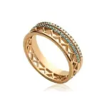 Bague femme plaqu or, zircon et pierres turquoises - cannelle