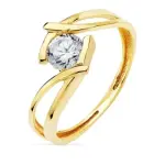 Bague fianailles or jaune 18 carats et zircon 5mm - sissi