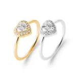 Bague de fian�ailles avec pierre brillante en forme de coeur