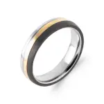 Bague homme achille �� anneau en acier inoxydable trois tons, argent, dor�, noir