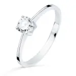 Bague or blanc 18k / zircon solitaire 5mm - ewwa