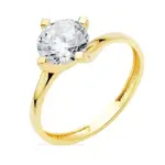 Bague or jaune 18 carats et zircon solitaire 7mm - chance