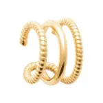 Bague d'oreille 3 anneaux en plaqu� or 18 carats - ecume
